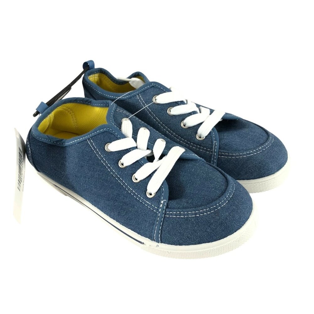 Shoe Shox Boys Girls Sneakers Denim Lace Up Blue Low Top Size 3